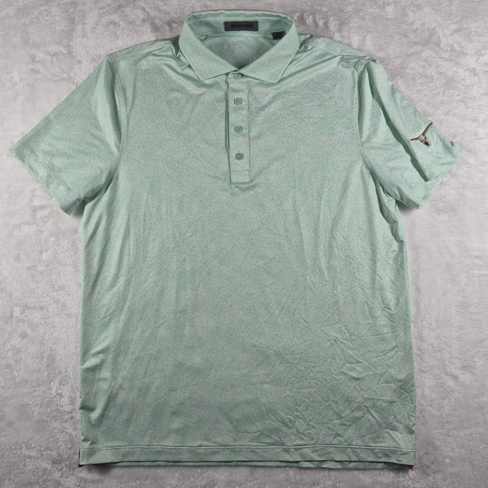 G/FORE Polo Shirt Men's Large Green Floral Golf Performance All Over Print AOP